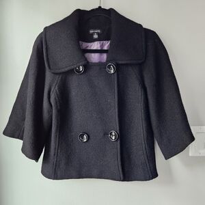 Gloria Gaudette Boutique Crop Wool Peacoat